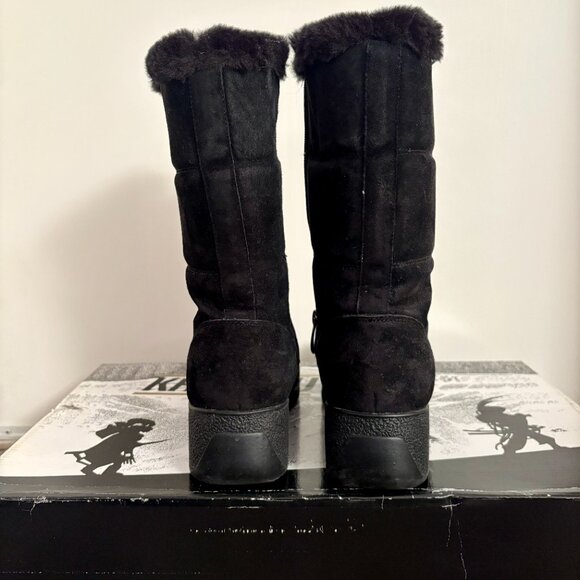 KHOMBU | Black Suede Faux Fur Lined Winter Boot | Mid-Calf | Size 10 | RARE - Picture 4 of 8